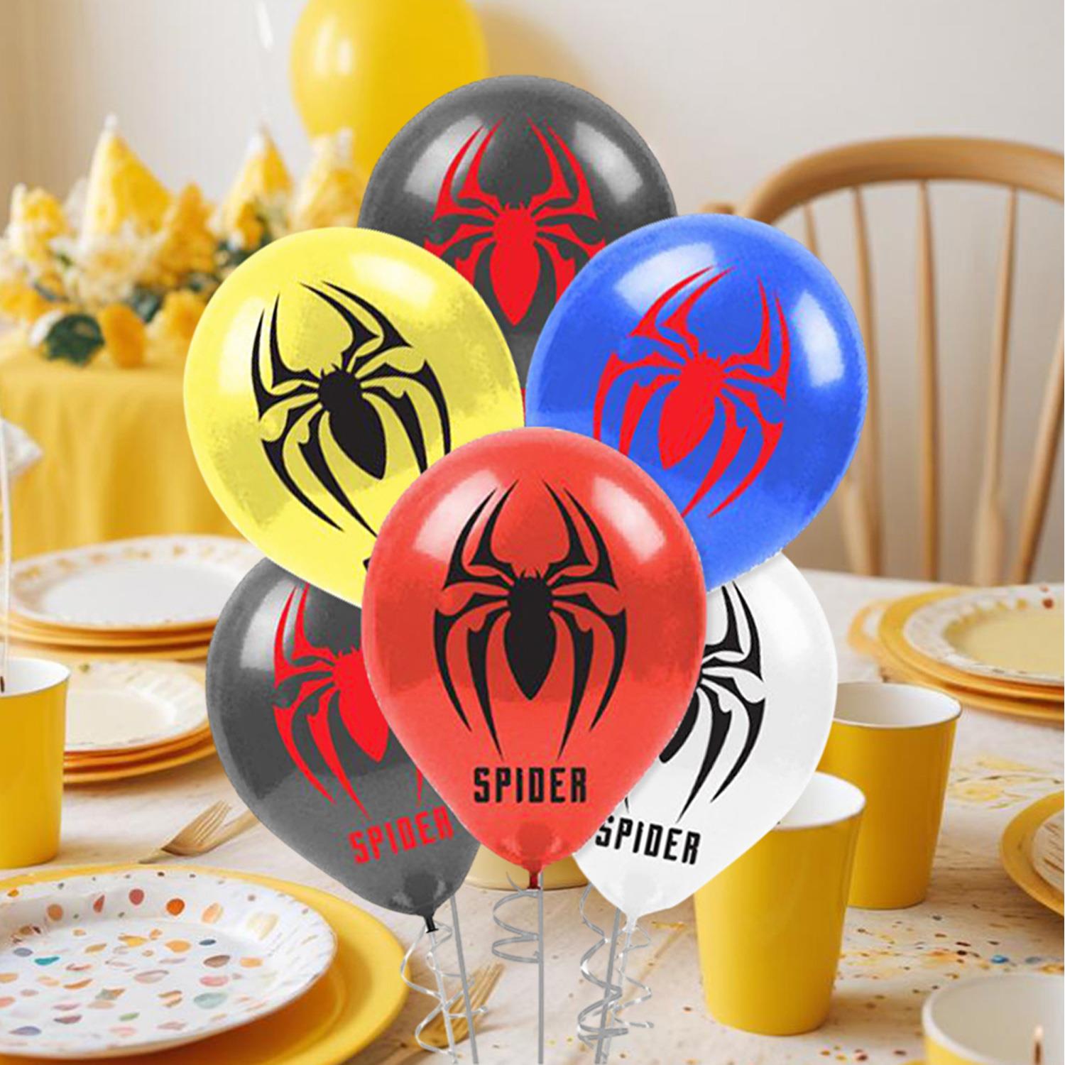 Helyuma Uyumlu Spider Baskılı Balon 12 inch 5 Adet Örümcek Balon 12 inç